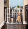 31"H Extra-Wide Walk Through Metal Dog Pet Gate, with Additional Small Door, White