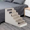 7-Tier Pet Stair, Portable Pet Ramp,  Natural