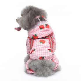 Pet Sound Dog Raincoat Four-legged Reflective Raincoat Pattern Dog Four Seasons Universal (Option: YY34 Strawberry-XS)