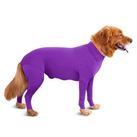 Pet Dog Jumpsuit Medium Large Dog Pajamas Anxiety (Option: Purple-S)