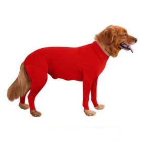 Pet Dog Jumpsuit Medium Large Dog Pajamas Anxiety (Option: Red-S)