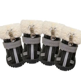 Puppy Waterproof Warm With Velvet Non-slip Wear-resistant Winter Snow Boots (Option: Black-2 Yards)