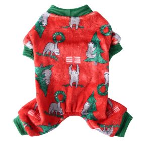 Autumn Clothes Four-legged Pet Clothing (Option: Christmas Sloth Red-M)