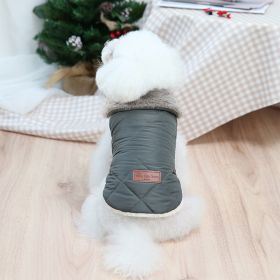 Pet Puppy Clothes Cotton-padded Jacket (Option: Dark Green-M)