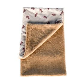 Pet Autumn And Winter Thick Warm Dehaired Angora Printed Cloak Small Blanket (Option: Beige Bear-Cloak L)